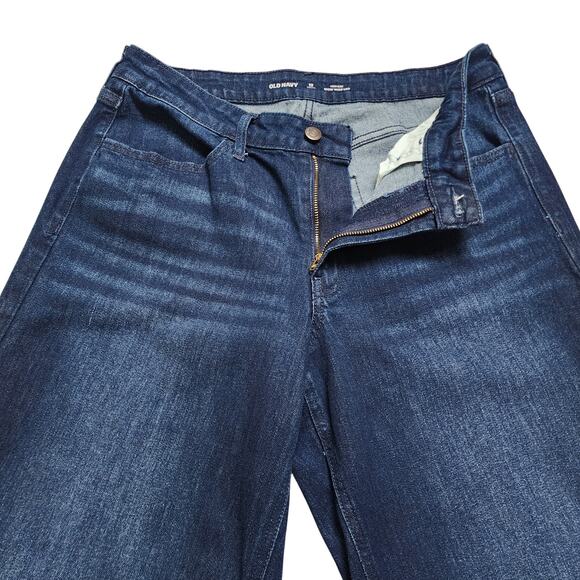 Old Navy Womens High Waisted Wow Wide Leg Jeans Size 12 Petite River Dark Wash - Picture 6 of 13